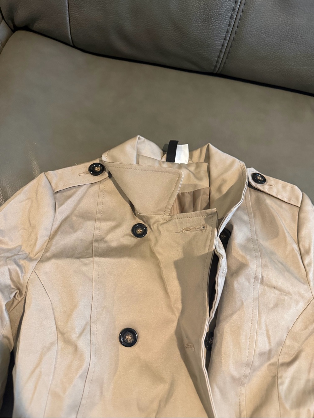 H&M Women's Light Beige Double-Breasted Trench Coat